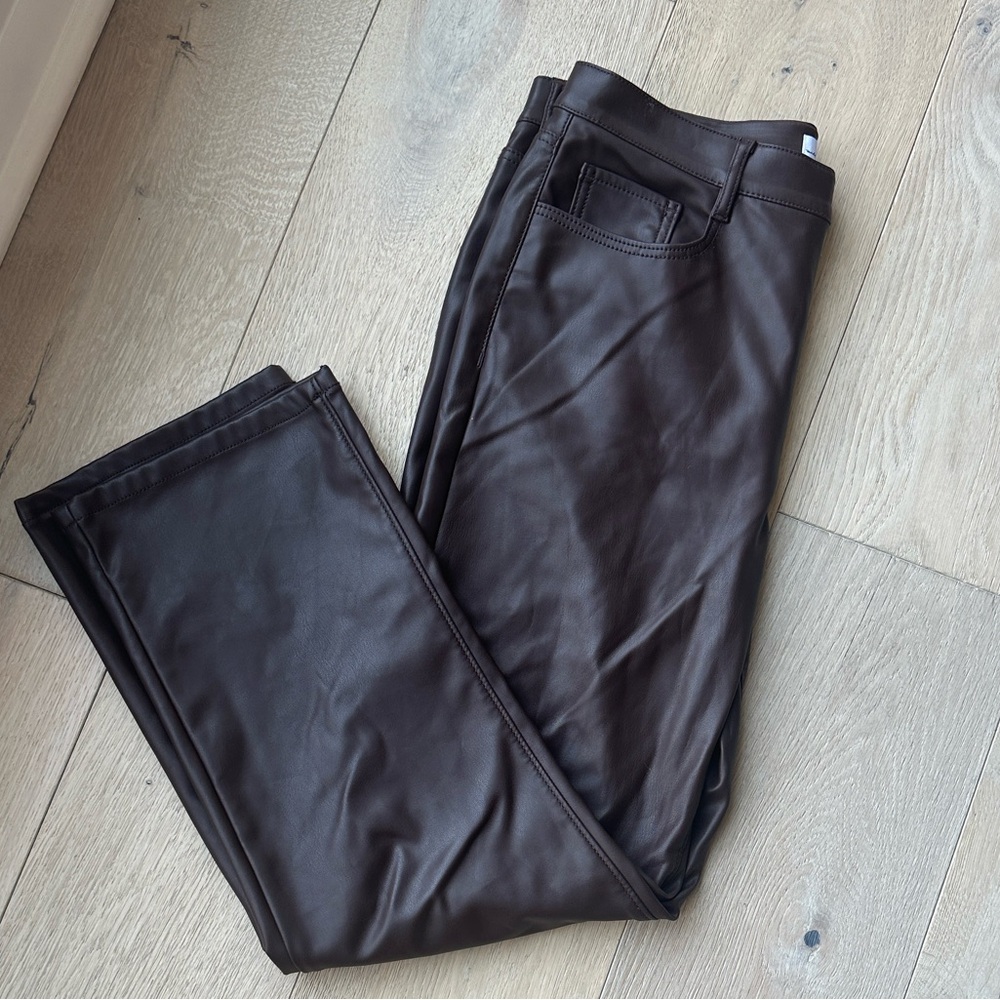 LOFT Faux Leather Pants in Dark Brown